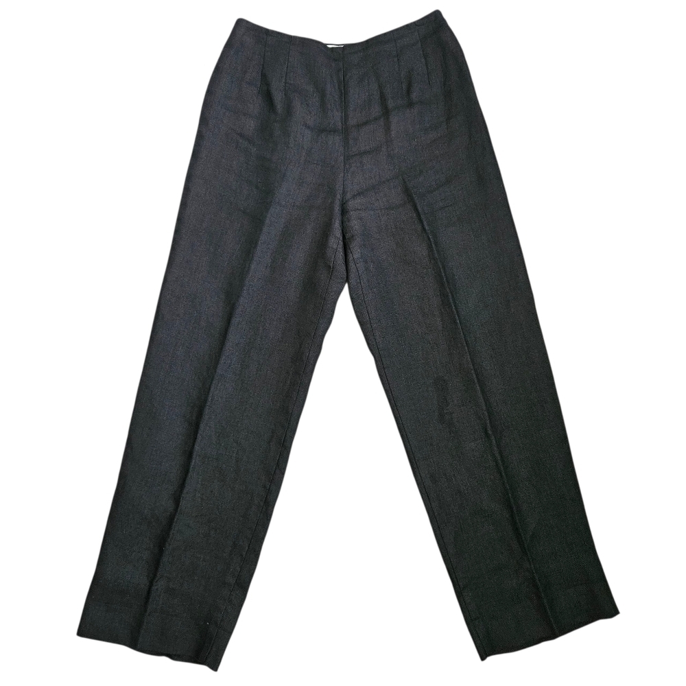 Talbots Pants Women 4 Black Irish Linen Wide Leg‎ Relaxed Pockets Lagenlook